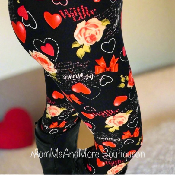 ❤️OS NEW Womens Valentines Day Heart Be Mine Love Leggings, Soft Yoga Pants - Picture 9 of 14